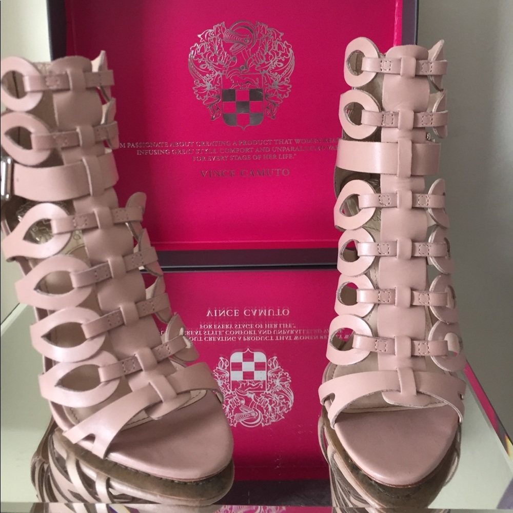 Blush colored leather ankles booties